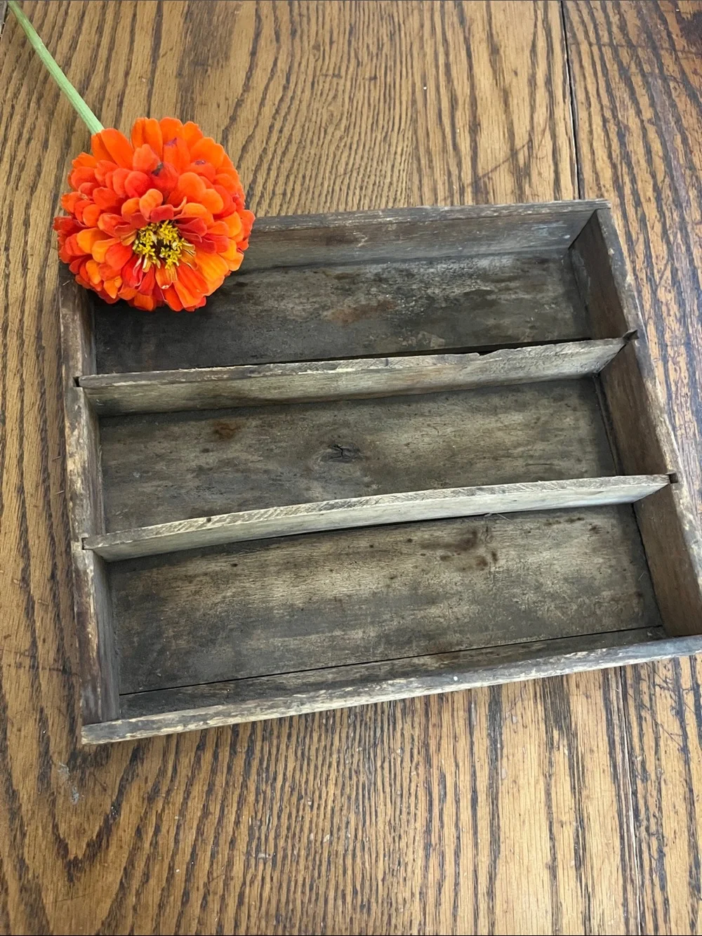 Vintage Wooden  Organizer Tray - Rustic Brown